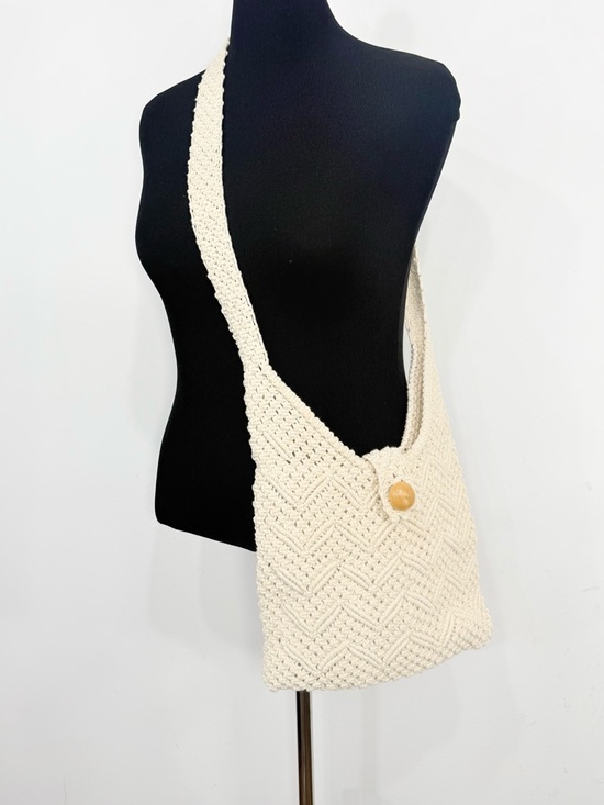 Boutique Handbags - Boutique Cream Crochet Retro Vibes Boho Festival Lined Crossbody Bag